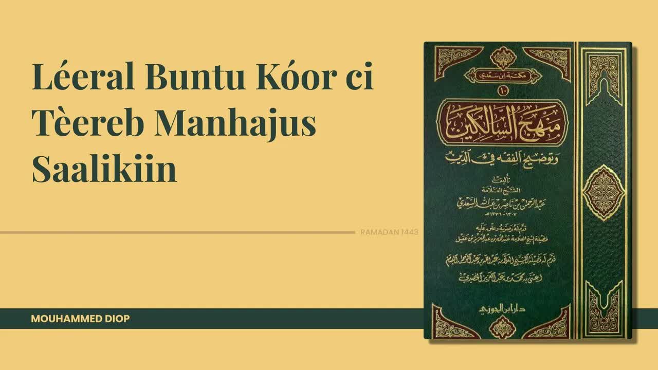 Leeral Buntu Kóor ci Tèereb Manhajus Saalikiin
